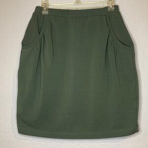 FREE with purchase! ASOS pull on stretch cotton mini skirt pockets olive green 2